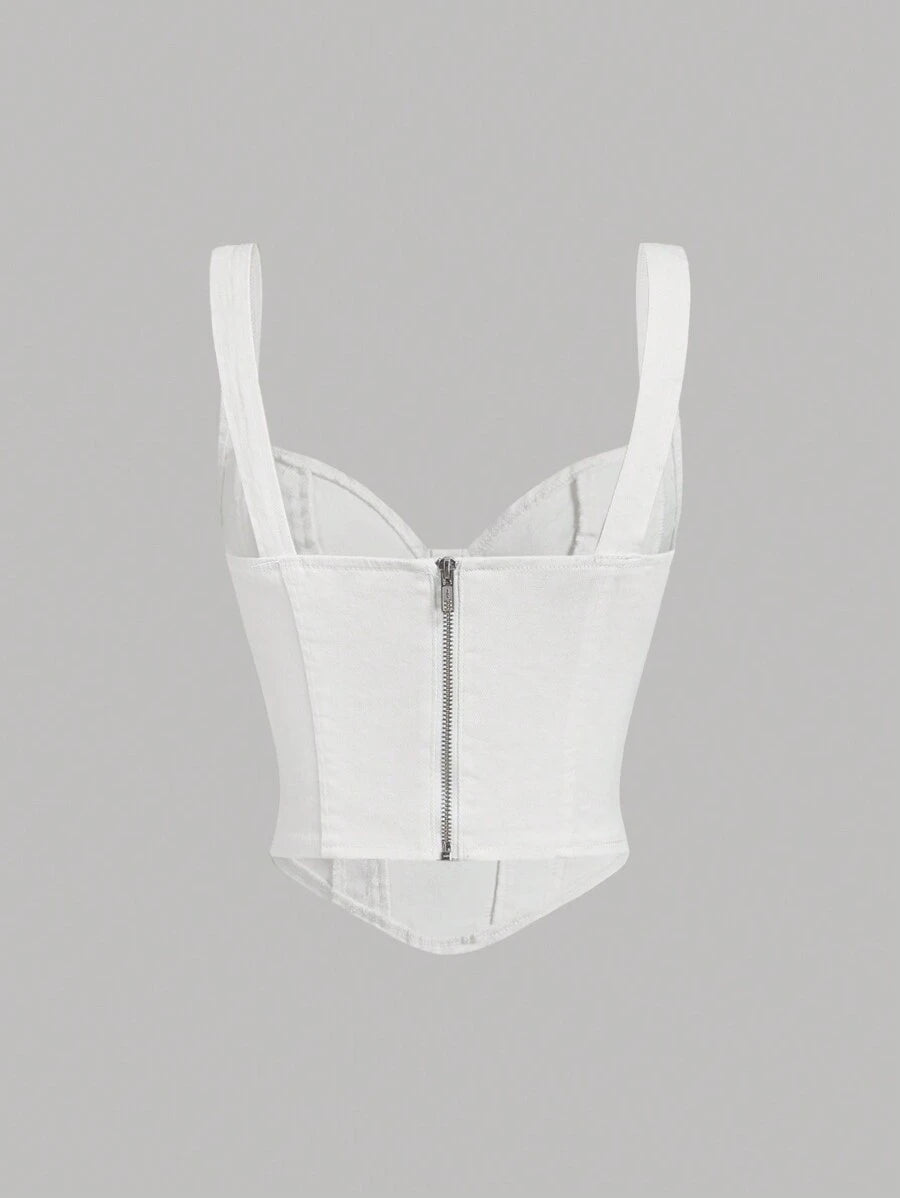 Bustier corto de mezclilla vintage para mujer MOD