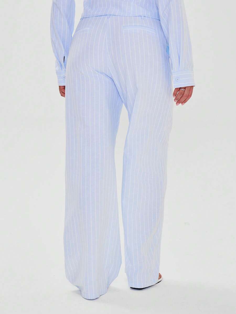 MUSERA Tailored Mid Rise Pinstripe Straight Leg Trousers Business Casual Elegant Business Casual Vacation Graduation Prom Wedding Guest Birthday Old Money Fall Work Office Back To School Night Out Going Out