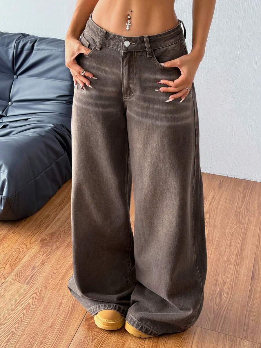 Coolane - Vaqueros casuales y versátiles para mujer con bolsillos, pantalones anchos y holgados, conjuntos de verano para mujer, color caqui