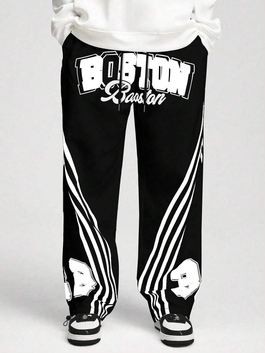 ROMWE MEN Street Life Men's Casual Simple And Fashionable Pants, For Everyday Wear