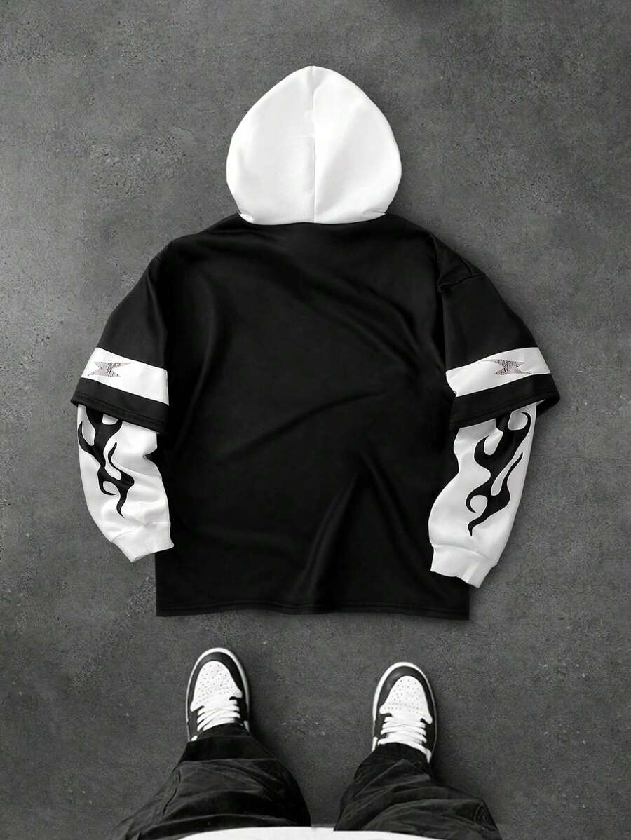 Sudadera con capucha Manfinity Sportsity para hombre, estilo universitario, con diseño desgastado y contrastante, con letras Chicago vintage