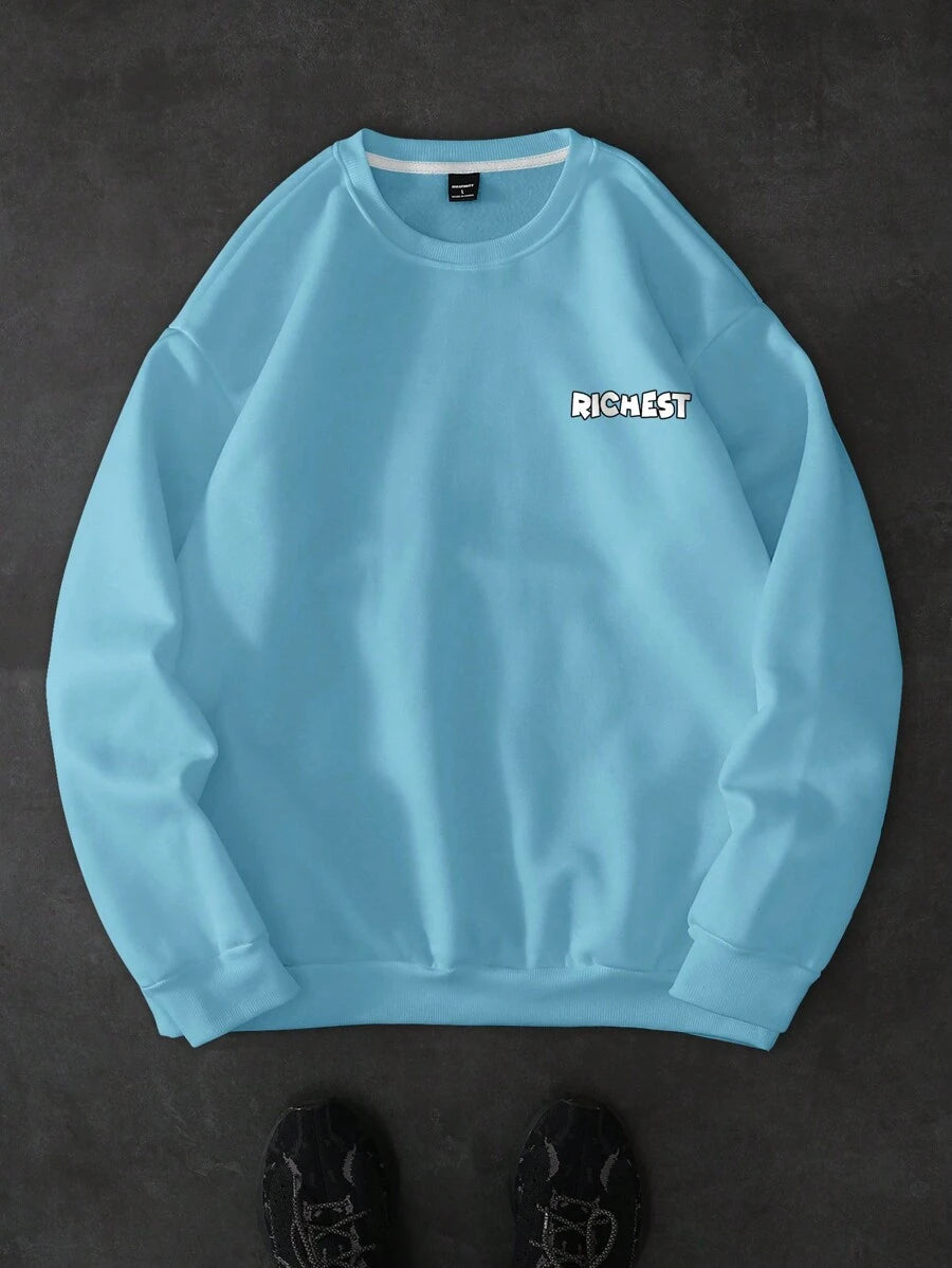 Sudadera minimalista con estampado de palmas y cuello redondo de manga larga para hombre Manfinity LEGND, ideal para uso diario informal.