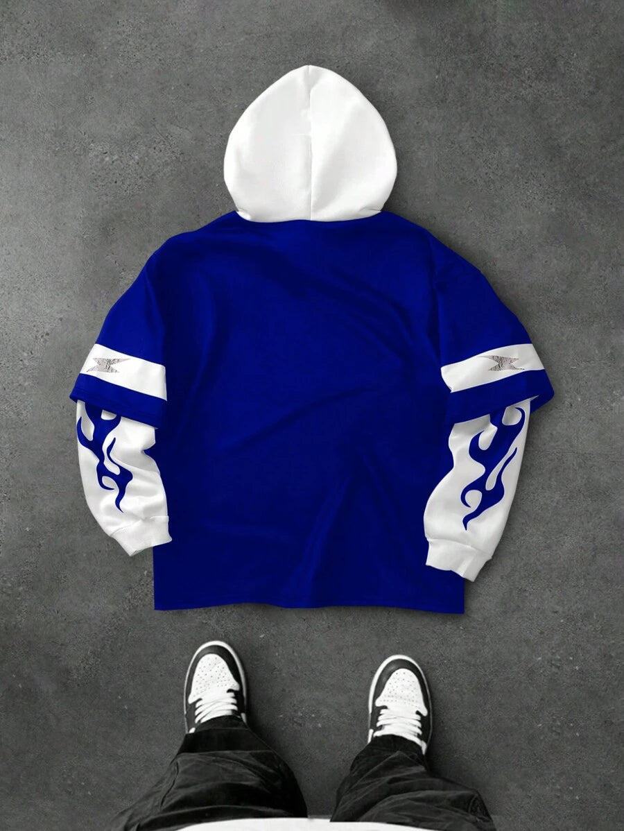 Sudadera con capucha Manfinity Sportsity para hombre, estilo universitario, con diseño desgastado y contrastante, con letras Chicago vintage