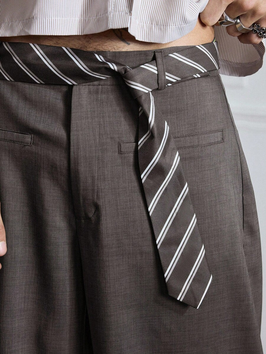 ROMWE MEN Pantalones casuales de estilo universitario holgados de color liso para hombre, de longitud 78