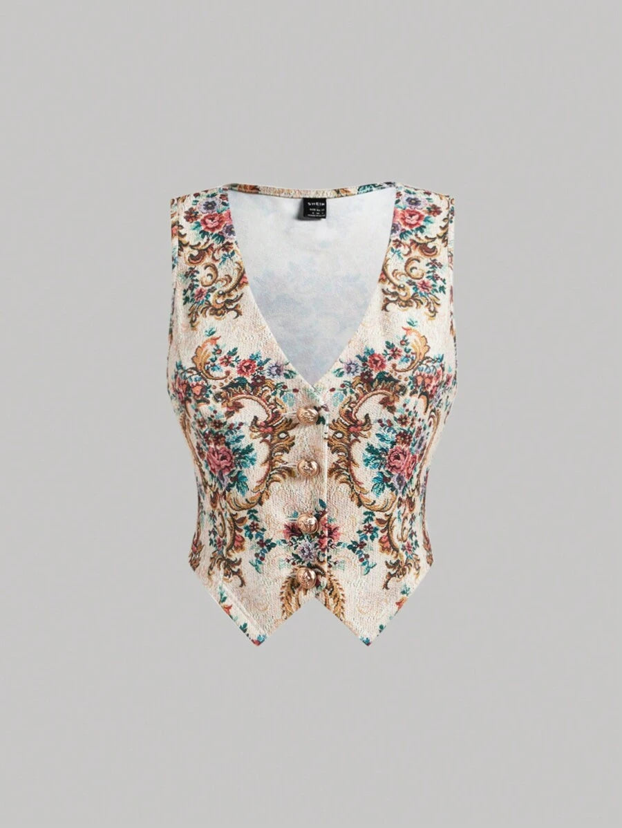 Chaleco con botones metálicos de princesa de palacio retro MOD, ropa de mujer para otoño e invierno, ideal para playa, fiesta, regreso a casa, brunch, para invitada de boda, elegante, vintage, para profesora de trabajo, dinero antiguo.