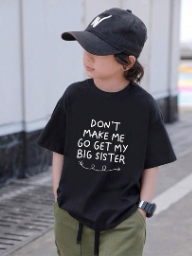 Camiseta informal de manga corta con cuello redondo y estampado de letras azules para niño preadolescente, verano