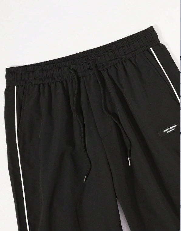 Pantalones TECCULI Manfinity Hypemode holgados con estampado de estrellas y rayas laterales para hombre, pantalones negros largos y rectos para salir, para esposo, novio y para la vuelta al cole.