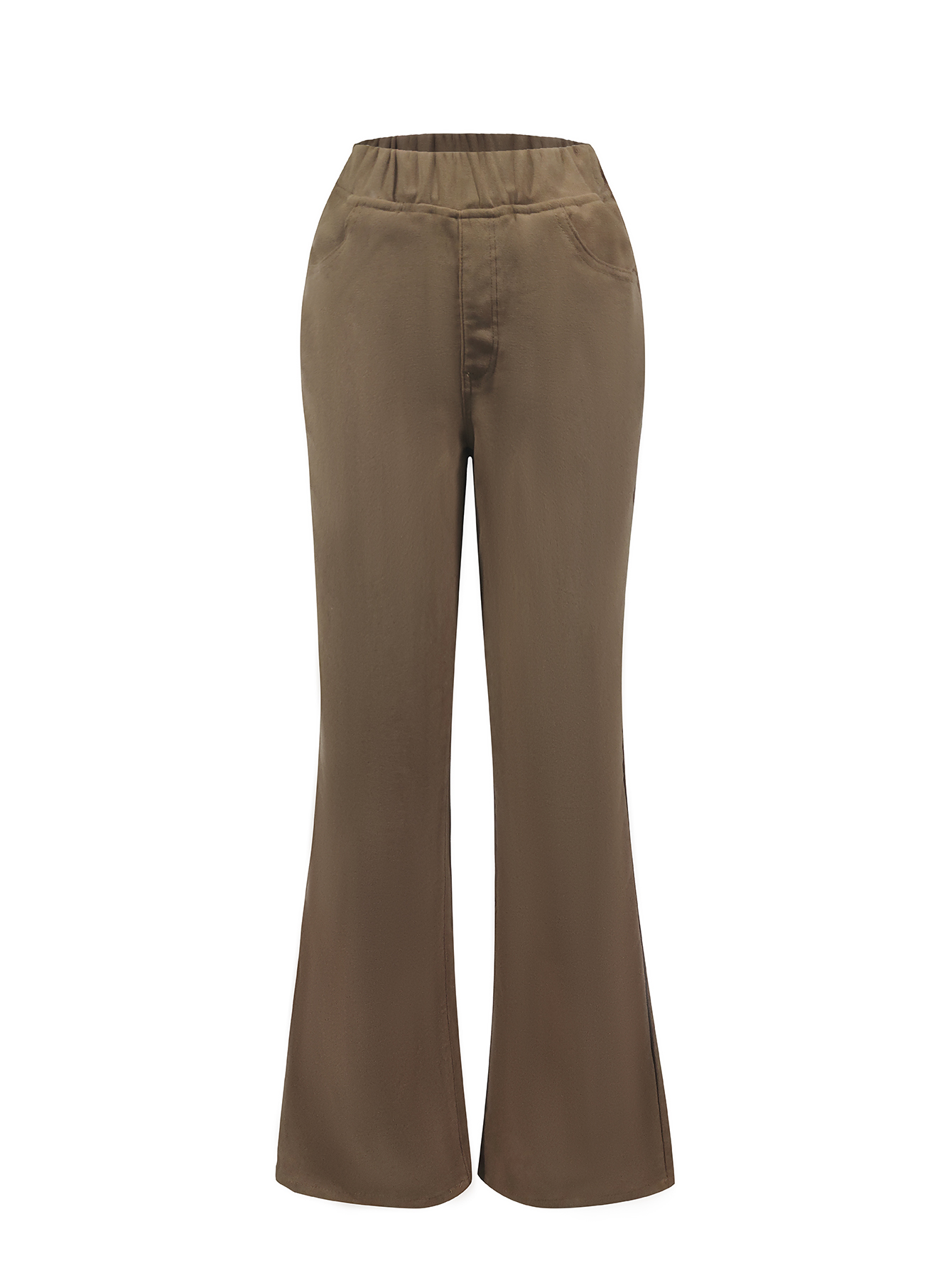 Pantalones acampanados de pana con cintura elástica, elegantes y chic de calle para mujer de TECCULI