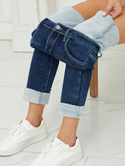 Jeggings ajustados de mezclilla lavada con forro térmico cálido de invierno TECCULI