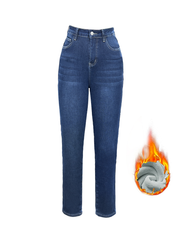 Jeggings ajustados de mezclilla lavada con forro térmico cálido de invierno TECCULI