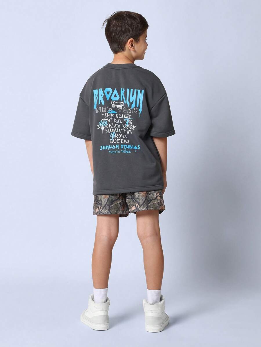 Pantalones cortos SUMWON Wild Tribe con estampado de camuflaje para aventuras al aire libre, cintura elástica, para senderismo, acampada, deportivos de verano, cómodos, para niños, jóvenes y adolescentes.