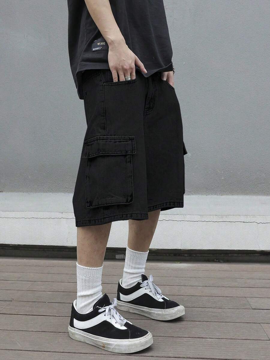 Pantalones cortos vaqueros holgados informales de pierna recta Manfinity EMRG para hombre, ropa de calle de moda