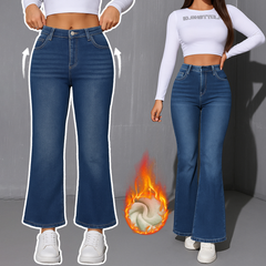 Pantalones vaqueros ajustados con forro grueso y cálido para mujer de TECCULI, talla 78, para invierno