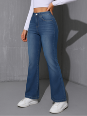 Pantalones vaqueros ajustados con forro grueso y cálido para mujer de TECCULI, talla 78, para invierno