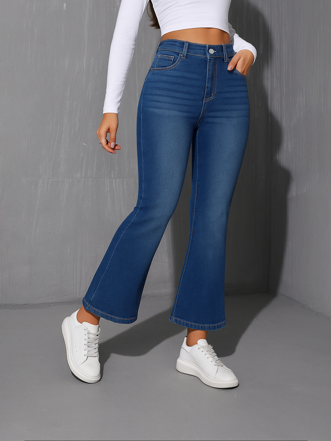 Pantalones vaqueros ajustados con forro grueso y cálido para mujer de TECCULI, talla 78, para invierno