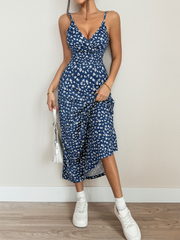 Vestido camisola cruzado sin espalda con estampado floral de TECCULI VCAY