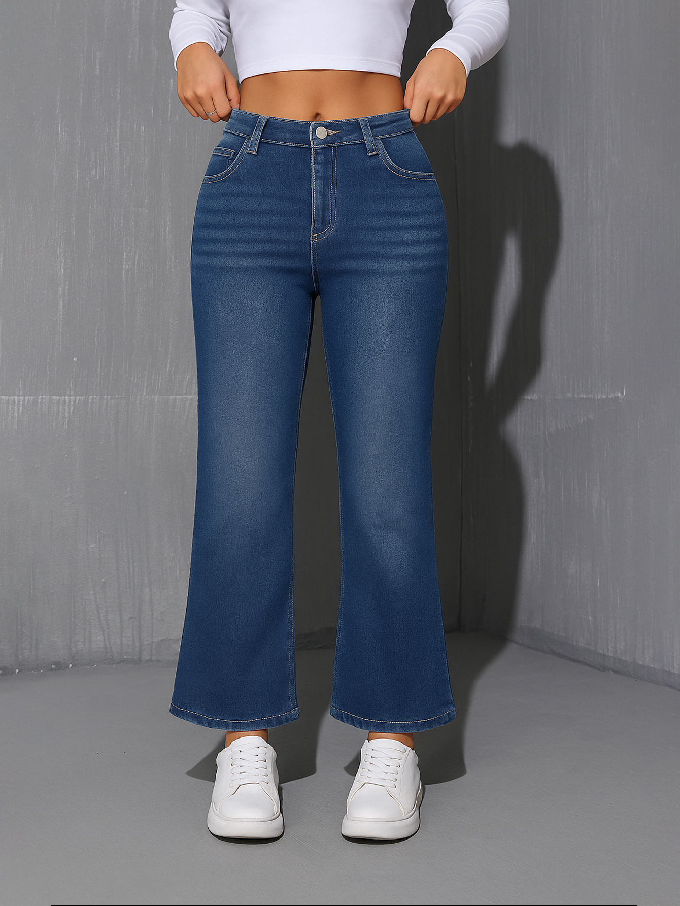 Pantalones vaqueros ajustados con forro grueso y cálido para mujer de TECCULI, talla 78, para invierno