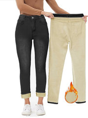 Pantalones vaqueros ajustados de invierno TECCULI para mujer, con forro térmico, de largo 78