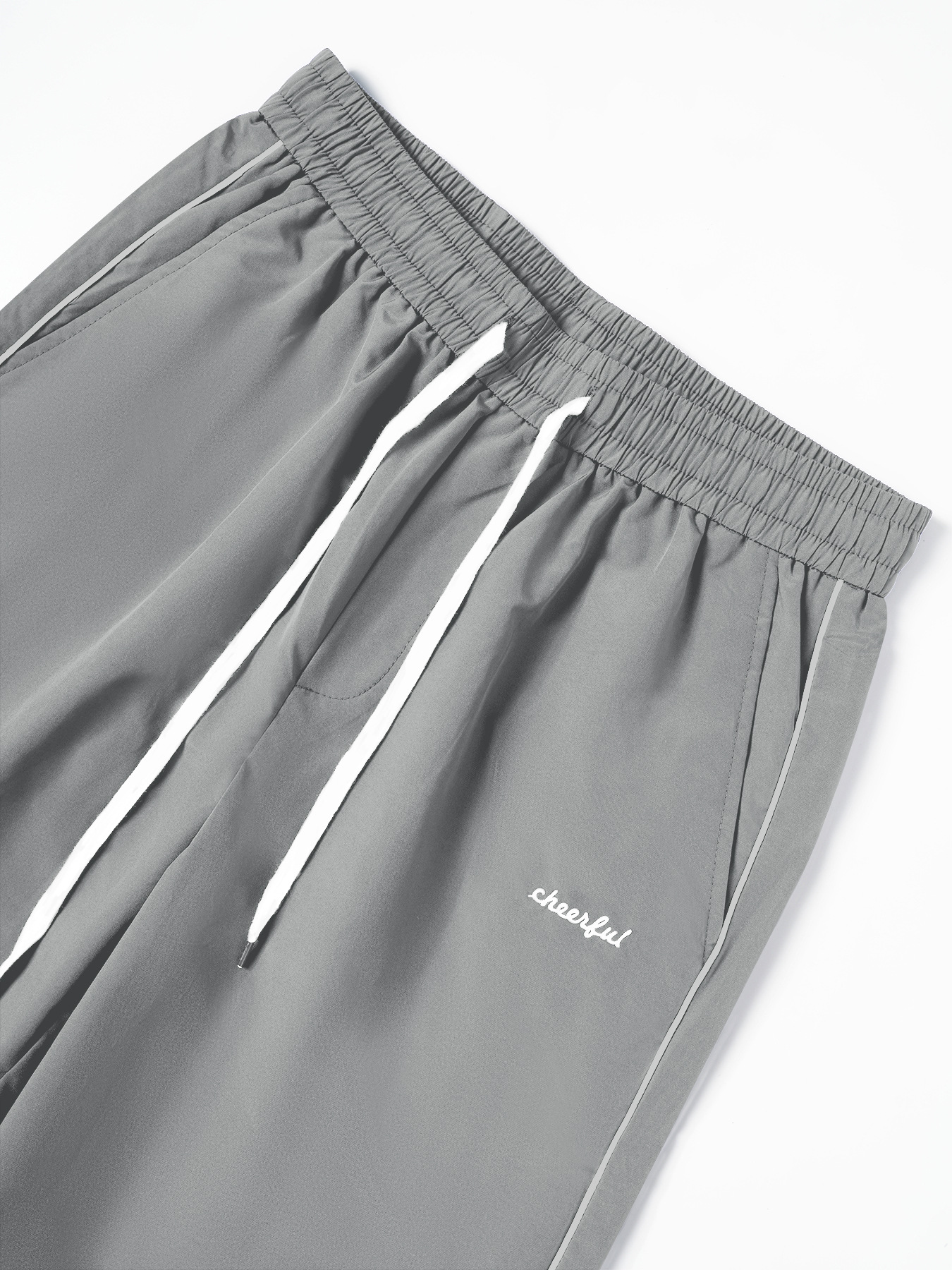 Pantalones casuales con letras TECCULI - Pantalones casuales para hombre - Estampado de letras, ribete en contraste, cintura con cordón ajustable