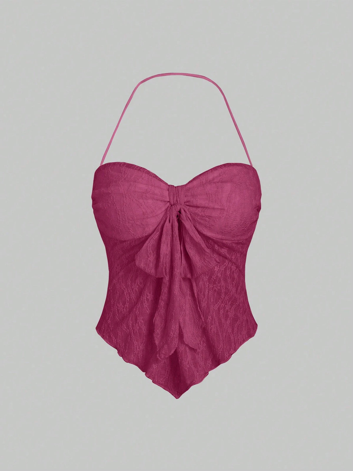 Sweetra - Top corto de verano para mujer con cuello halter y lazo frontal liso, estilo Y2K