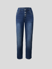 TECCULI Winter Thicken Thermal Lined Skinny Stretch Washed Denim Jeans