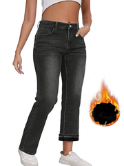 Pantalones vaqueros ajustados de corte entallado con forro térmico de invierno para mujer de TECCULI, de largo 78, estilo