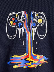 Sudadera con capucha y hombros caídos con estampado de gamepad para niño preadolescente