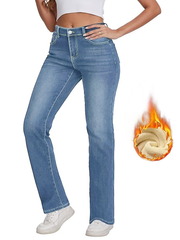 Pantalones vaqueros ajustados con forro grueso y cálido para mujer de TECCULI, talla 78, perfectos para el invierno.
