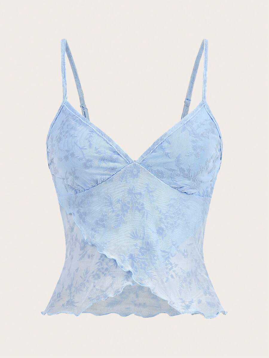 Camisola mini floral flocada de verano para mujer de ICON