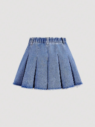 Falda vaquera plisada con dobladillo sin rematar para niñas preadolescentes de Girlism, estilo Y2K, conjuntos bohemios de primavera y verano.