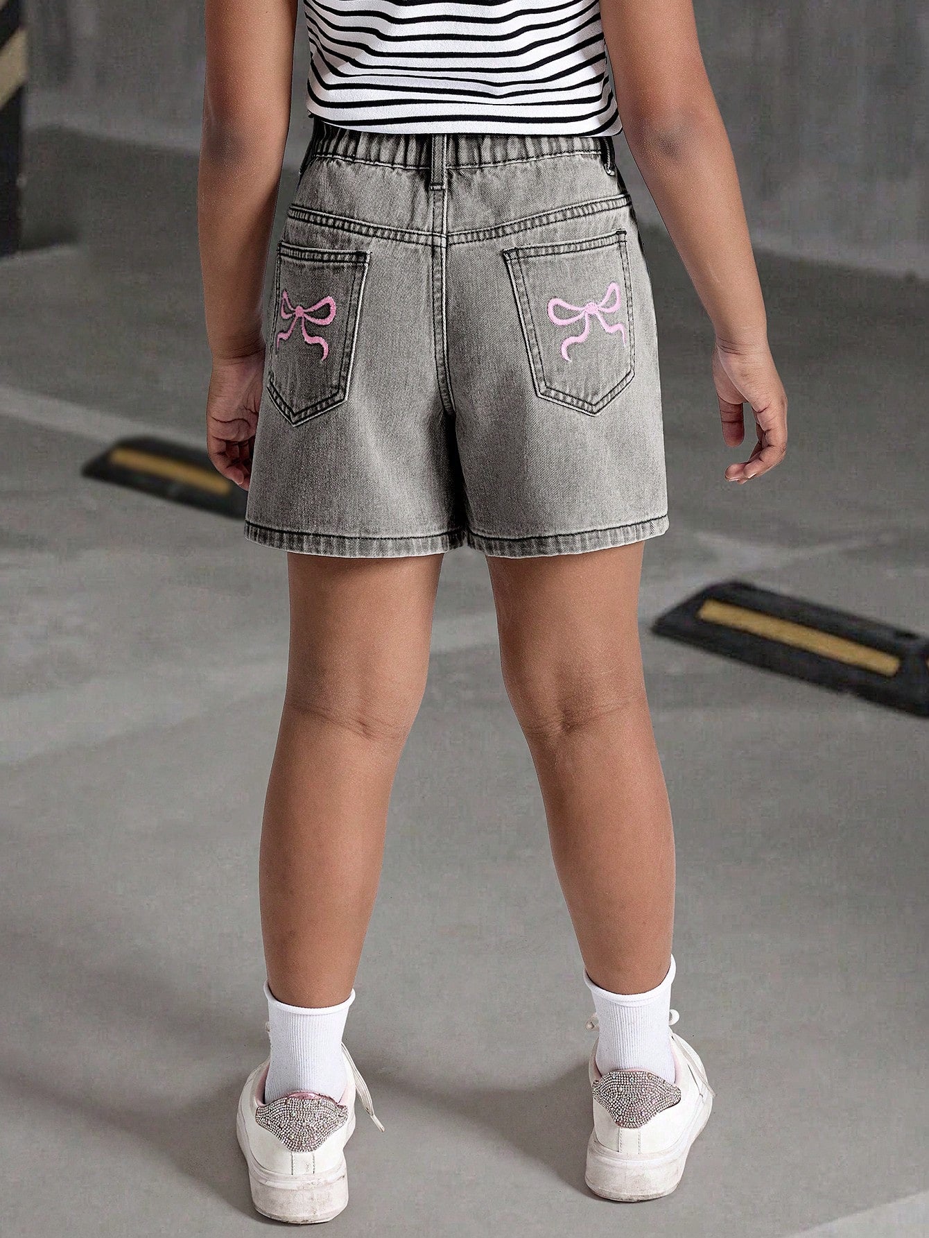 Shorts vaqueros minimalistas informales para niñas preadolescentes, uso diario