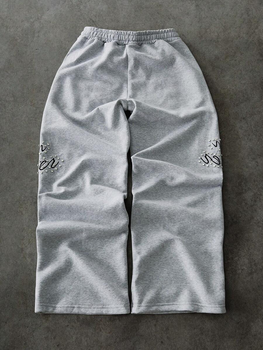 Pantalones deportivos Manfinity Streetrush para hombre, estilo urbano juvenil, con bordado 3D de corazón creativo y telaraña rosa. Diseño de bordado gráfico extragrande.