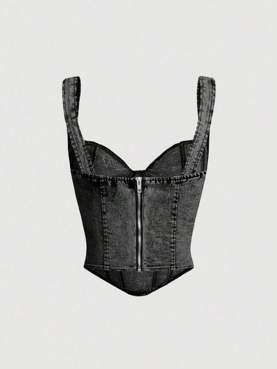 Bustier corto de mezclilla vintage para mujer MOD