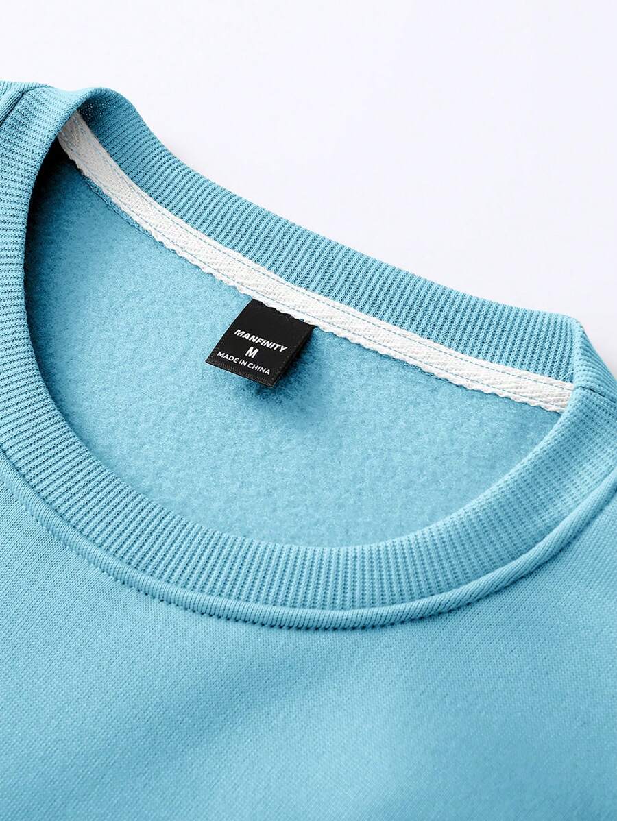 Sudadera minimalista con estampado de palmas y cuello redondo de manga larga para hombre Manfinity LEGND, ideal para uso diario informal.