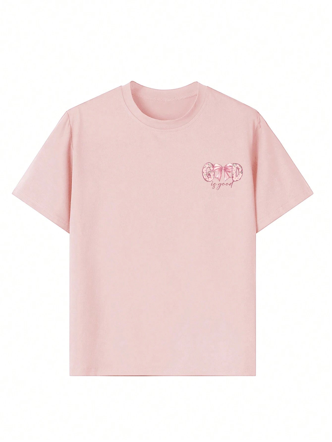 Camiseta informal de manga corta con cuello redondo y estampado divertido para niñas preadolescentes, top de verano