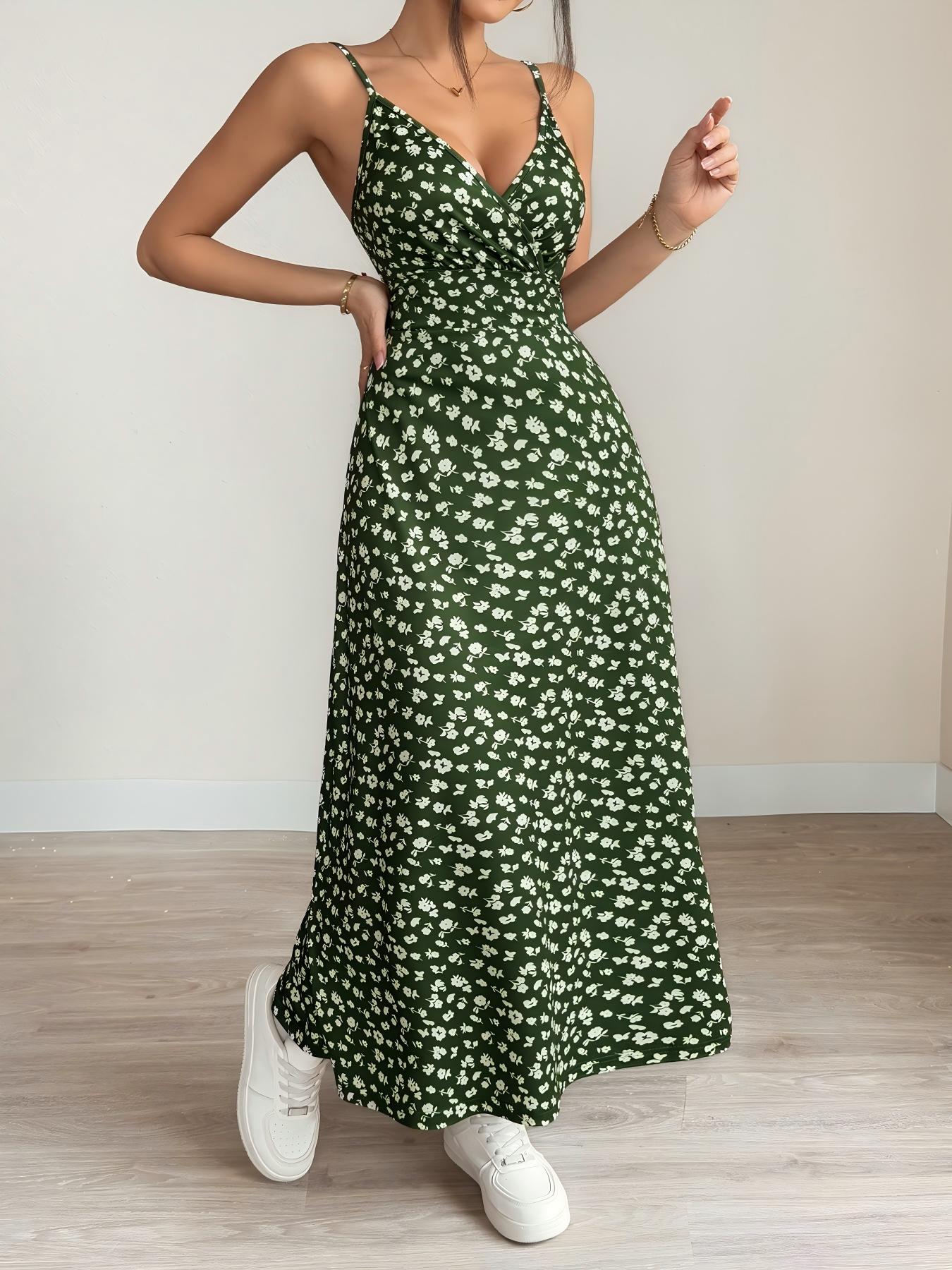 Vestido camisola cruzado sin espalda con estampado floral de TECCULI VCAY
