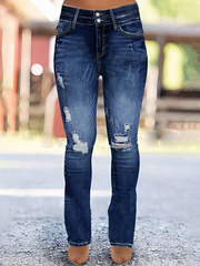 TECCULI Women's Distressed Ripped Skinny Flare Jeans
