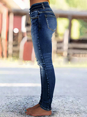 TECCULI Women's Distressed Ripped Skinny Flare Jeans