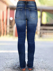 TECCULI Women's Distressed Ripped Skinny Flare Jeans