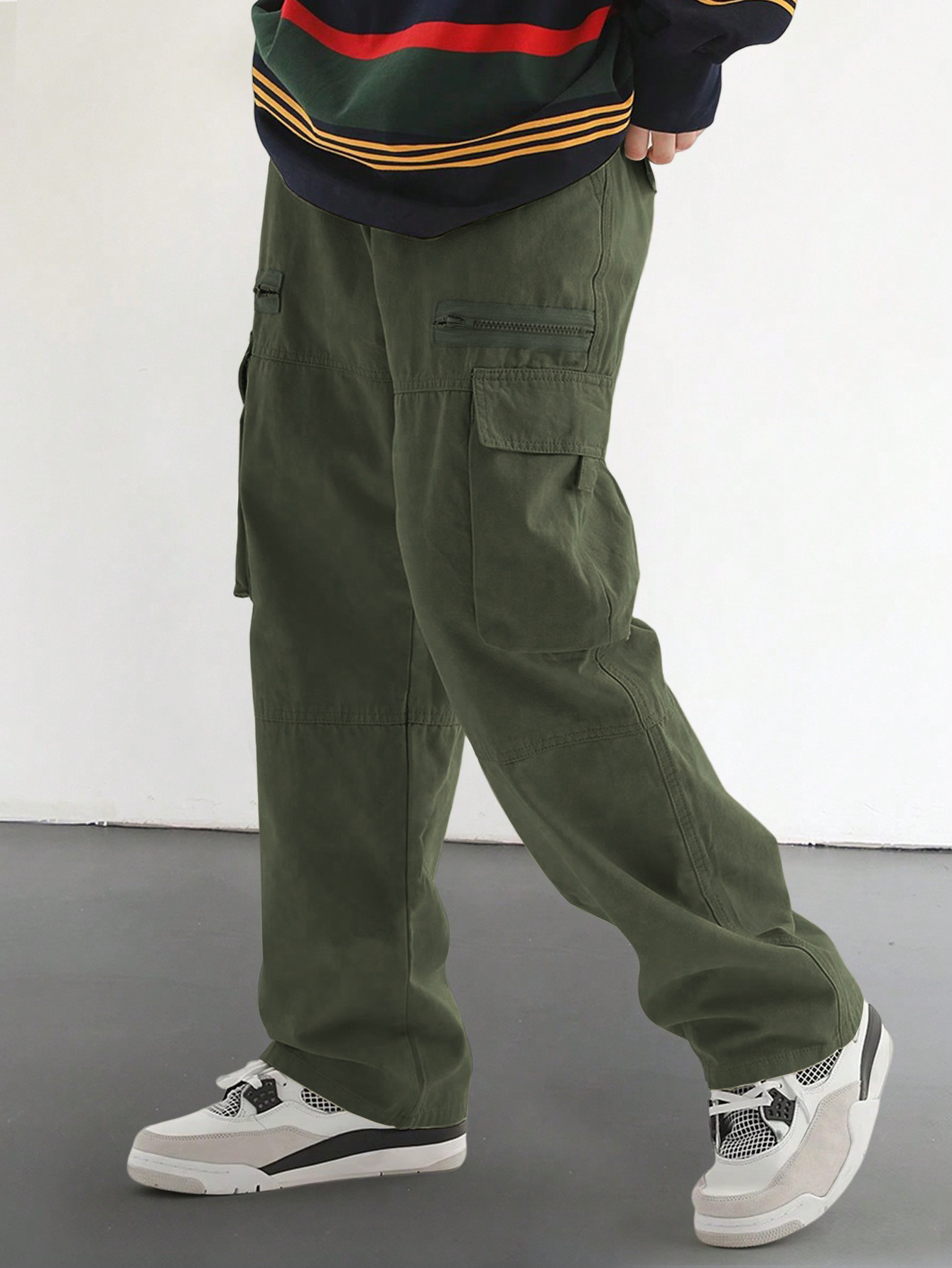 Pantalones casuales TECCULI con cordón para hombre, con elegantes bolsillos con solapa y diseño multibolsillos, cómodos y a la moda, perfectos para actividades al aire libre, corte holgado.