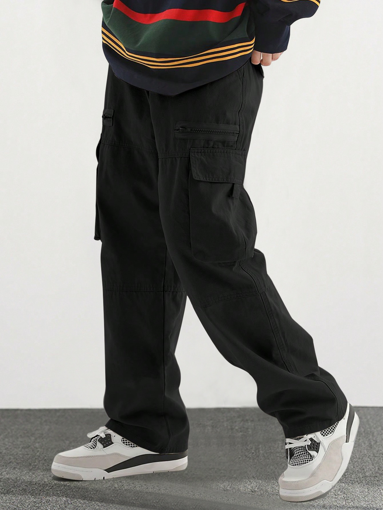 Pantalones casuales TECCULI con cordón para hombre, con elegantes bolsillos con solapa y diseño multibolsillos, cómodos y a la moda, perfectos para actividades al aire libre, corte holgado.