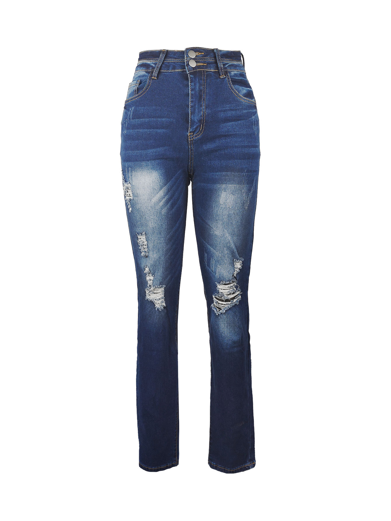 TECCULI Women's Distressed Ripped Skinny Flare Jeans