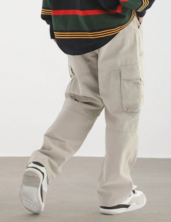 Pantalones casuales TECCULI con cordón para hombre, con elegantes bolsillos con solapa y diseño multibolsillos, cómodos y a la moda, perfectos para actividades al aire libre, corte holgado.