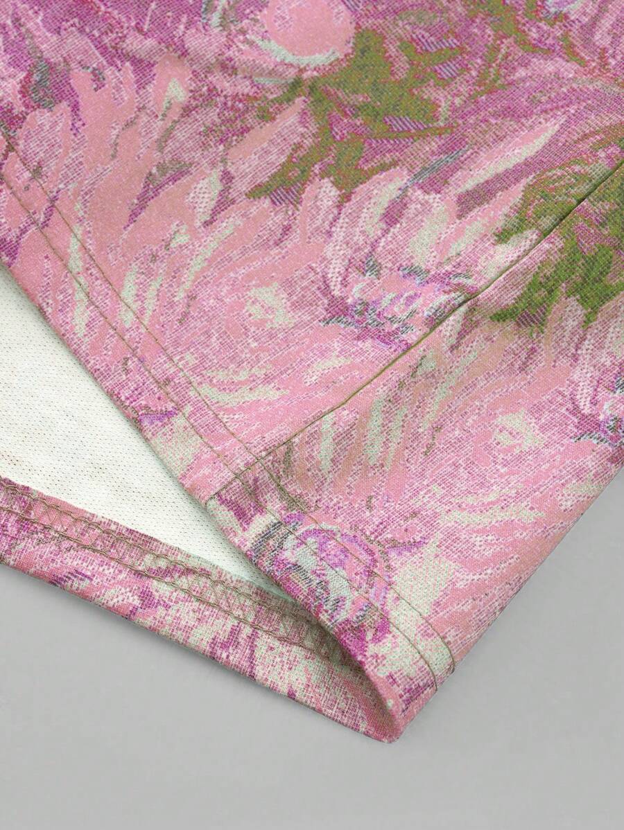 Camisa holgada de manga corta con estampado floral de jacquard de verano para hombre de Manfinity Streetrush