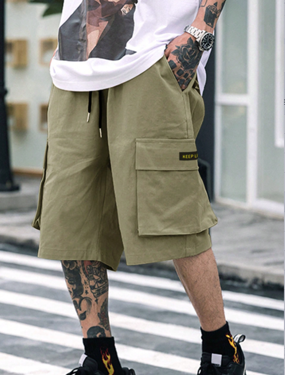Pantalones cortos casuales TECCULI Manfinity Dauomo para hombre, con cintura con cordón ajustable y bolsillos cargo, para la vuelta al cole