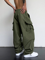 Pantalones cargo extragrandes TECCULI Manfinity EMRG para hombre con bolsillo de solapa y cordón lateral en la cintura, para la vuelta al cole