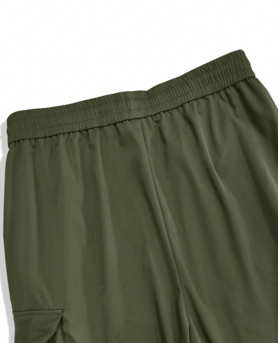 Pantalones cargo extragrandes TECCULI Manfinity EMRG para hombre con bolsillo de solapa y cordón lateral en la cintura, para la vuelta al cole