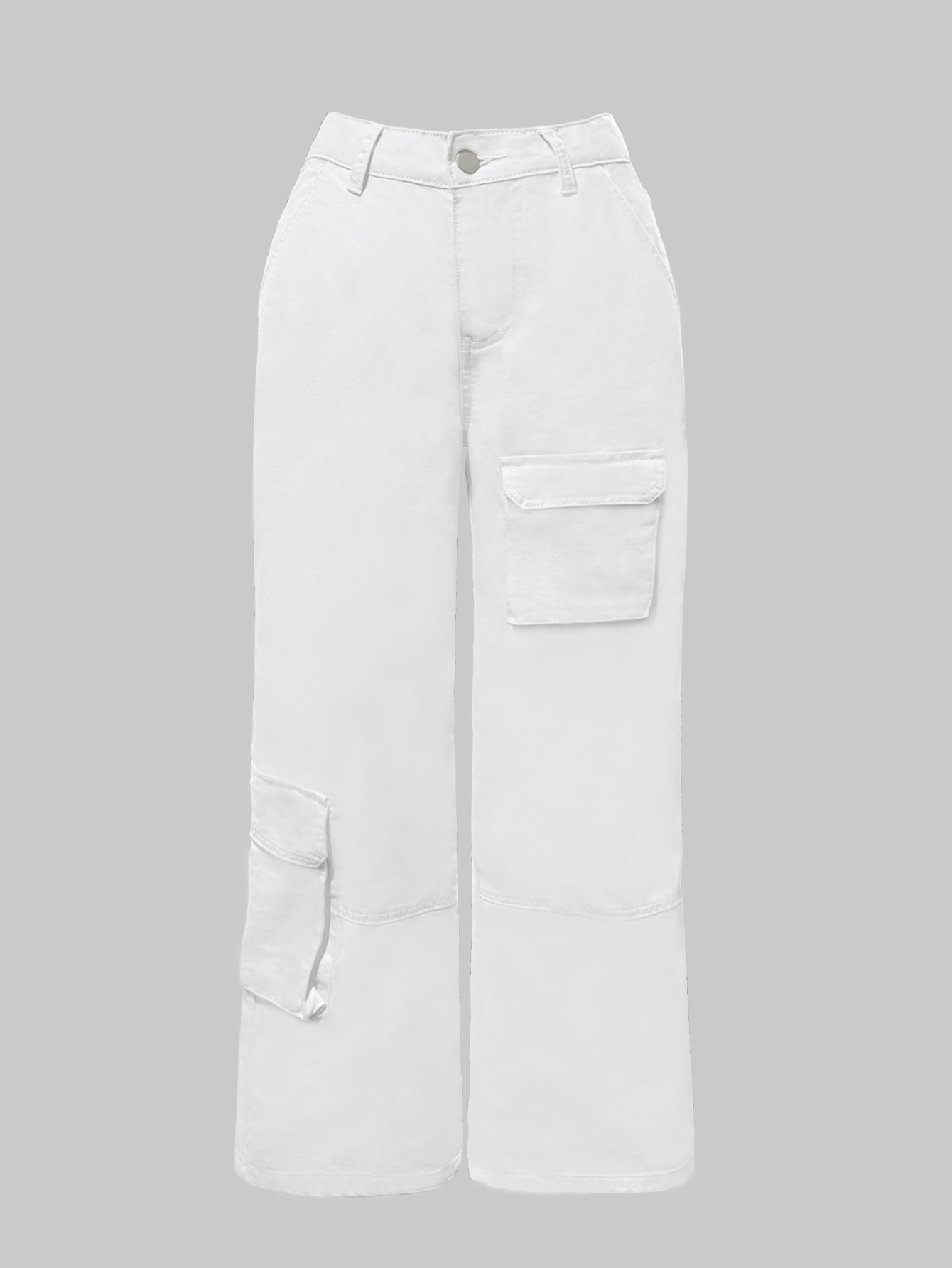 TECCULI Women's Casual Versatile Solid Color Straight Leg Cargo Pants, Comfortable High Waist Trousers for Daily Wear & Outdoor Activities