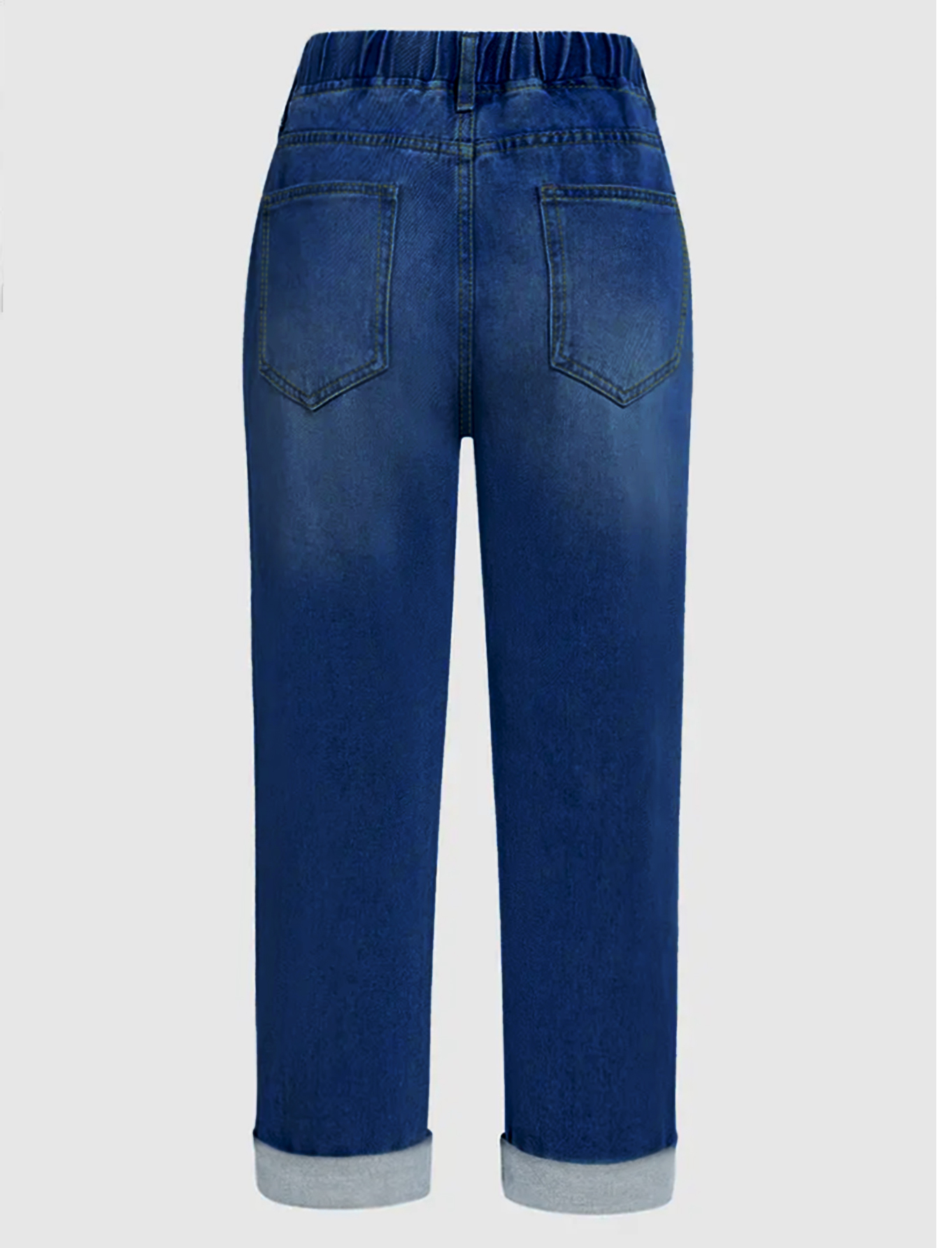 Pantalones largos de mezclilla lavada con cintura elástica para mujer de TECCULI, ideales para ir al trabajo y para uso informal, otoño.