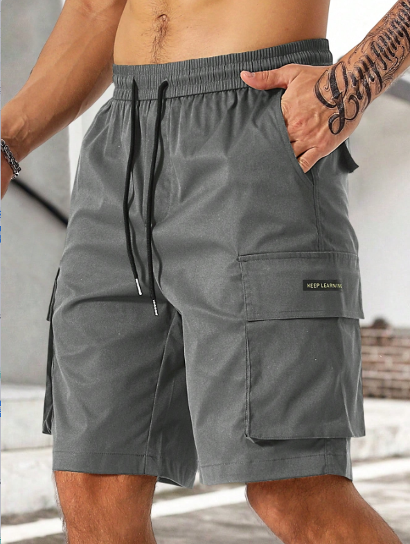 Pantalones cortos casuales con bolsillos cargo y letras parcheadas para hombre de talla grande TECCULI Manfinity LEGND
